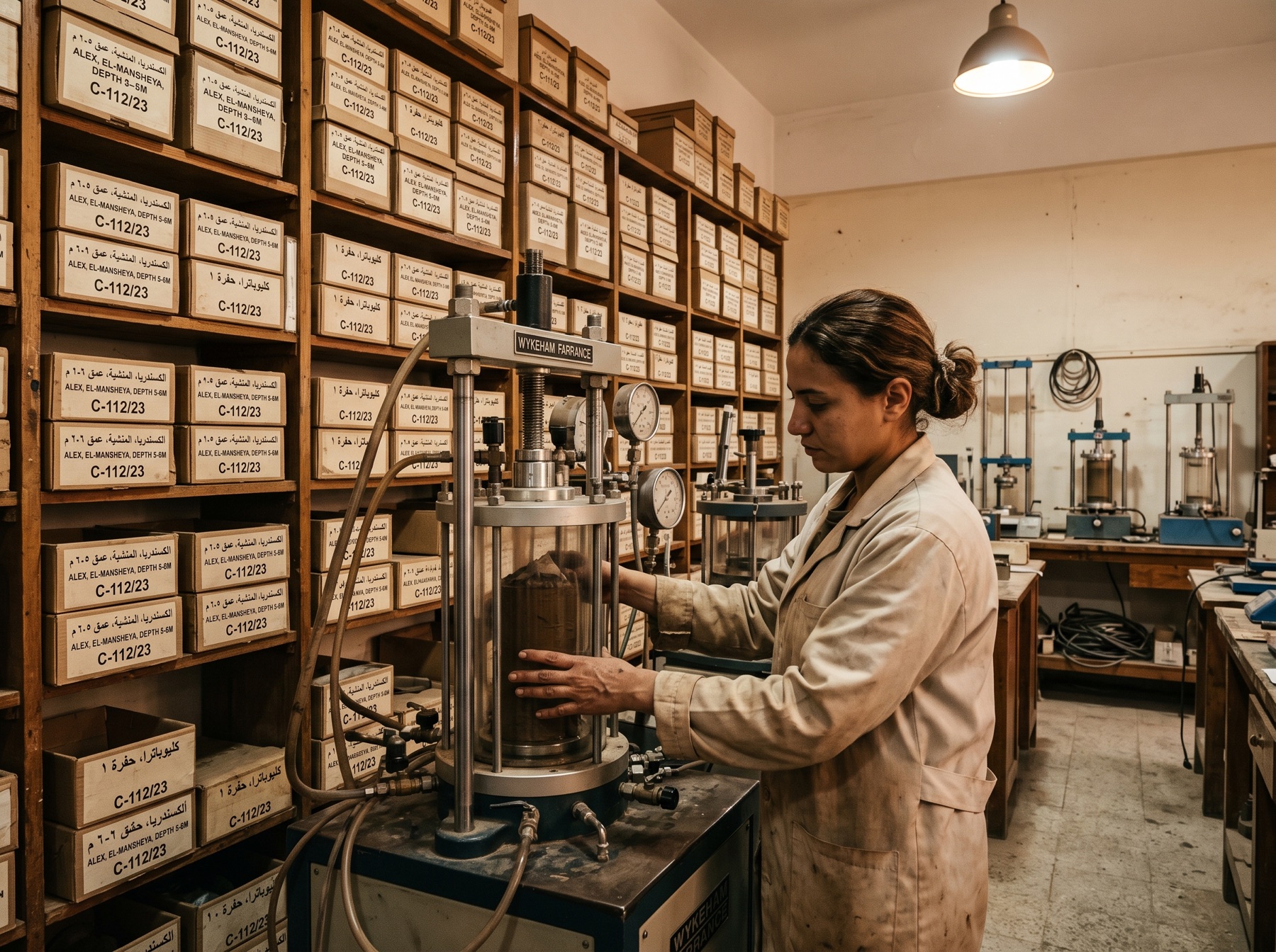 MAB soil laboratory with archived core sample boxes